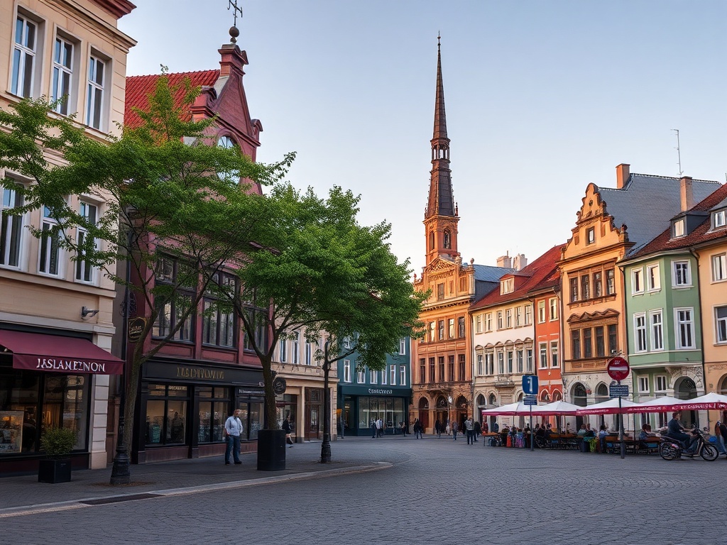 Ilustracja symbolizująca Radom - połączenie pozytywnych inicjatyw społecznych i problemów drogowych.